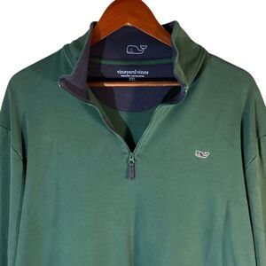 Vineyard Vines Men’s Pullover 1/4 Zip Sweatshirt. XXL. Evergreen.